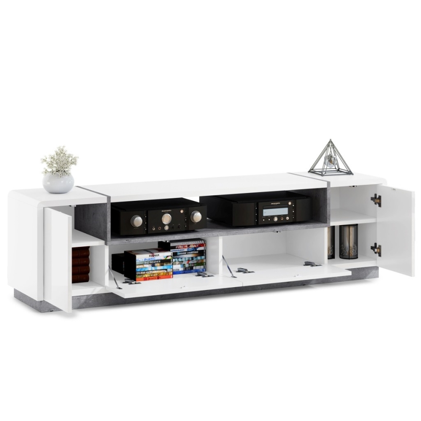 TV-taso FRED valkoinen/harmaa