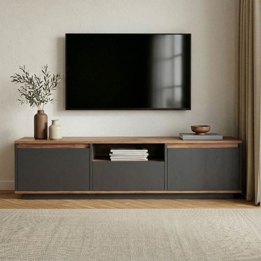 TV-taso KREDE 160x30 cm antrasiitti/mänty
