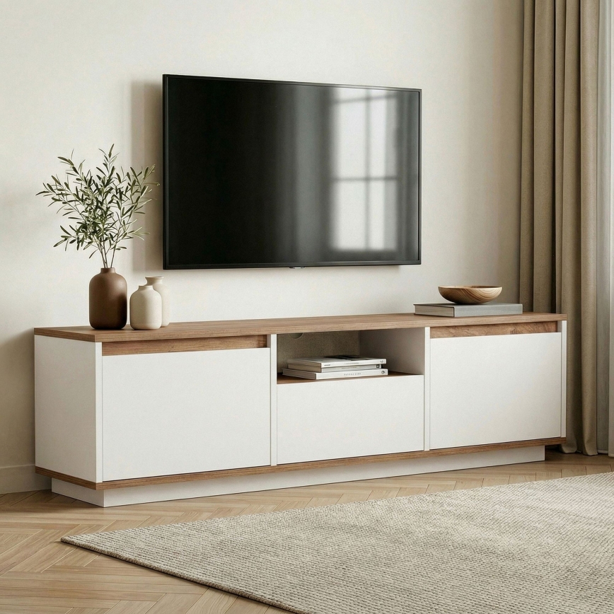 TV-taso KREDE 160x30 cm valkoinen/mänty