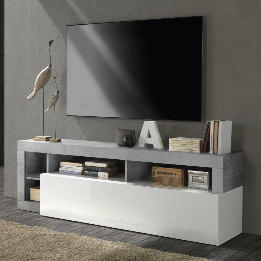 TV-taso LENOR valkoinen/harmaa betoni