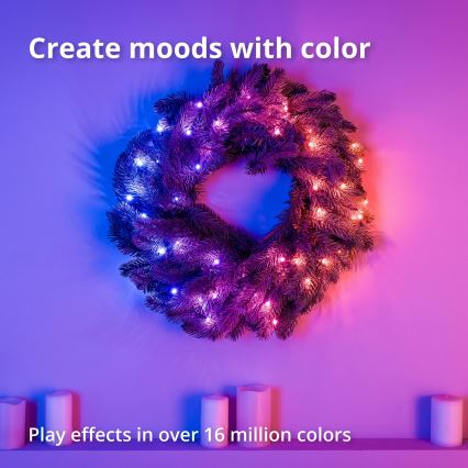 Twinkly - LED RGB Himmennettävä jouluseppele 50xLED halkaisija 60 cm Wi-Fi