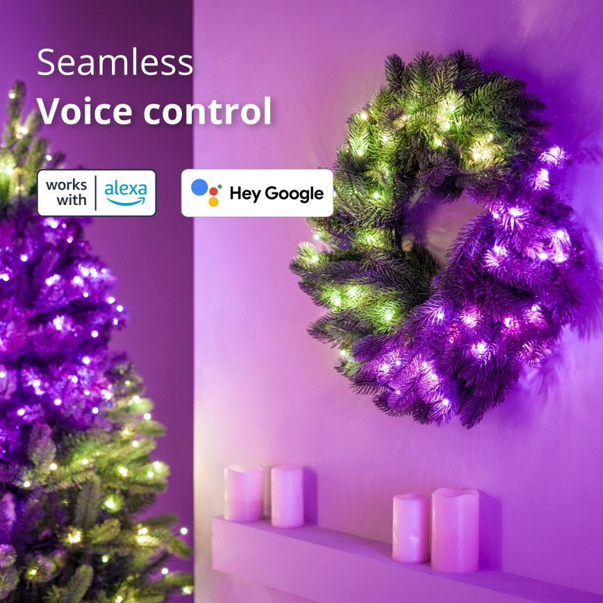 Twinkly - LED RGB Himmennettävä jouluseppele 50xLED halkaisija 60 cm Wi-Fi