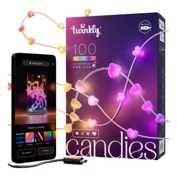 Twinkly - LED RGB himmennettävä valosarja CANDIES 100 LED, 8 m, USB, Wi‑Fi