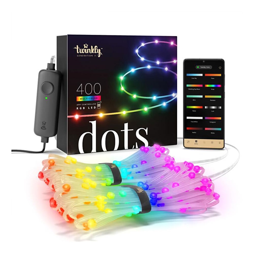 Twinkly - LED RGB Ulkotila himmennettävä nauha DOTS 400xLED 20 m IP44 Wi-Fi