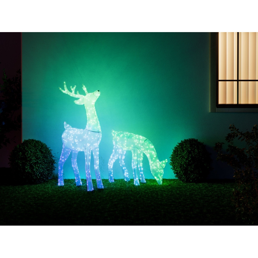 Twinkly - LED RGBW Himmennettävä ulko Joulu poro REINGEERS 160xLED IP44 Wi-Fi