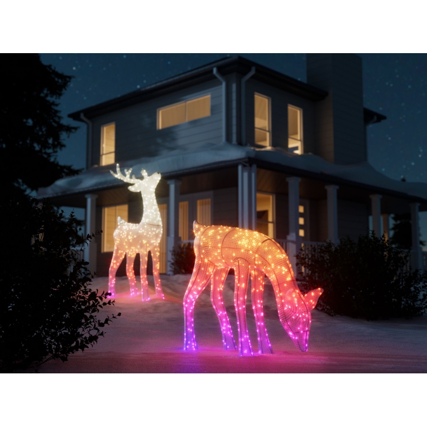 Twinkly - LED RGBW Himmennettävä ulko Joulu poro REINGEERS 160xLED IP44 Wi-Fi