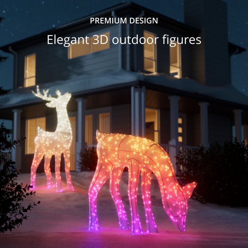 Twinkly - LED RGBW Himmennettävä ulko Joulu poro REINGEERS 160xLED IP44 Wi-Fi