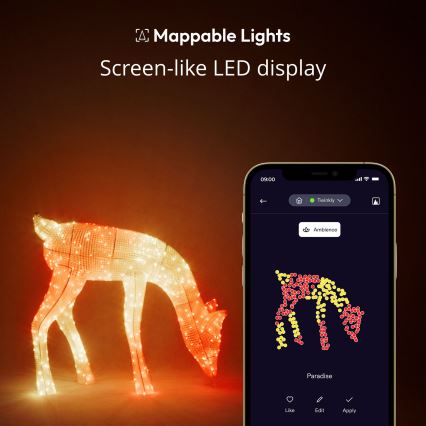 Twinkly - LED RGBW Himmennettävä ulko Joulu poro REINGEERS 160xLED IP44 Wi-Fi