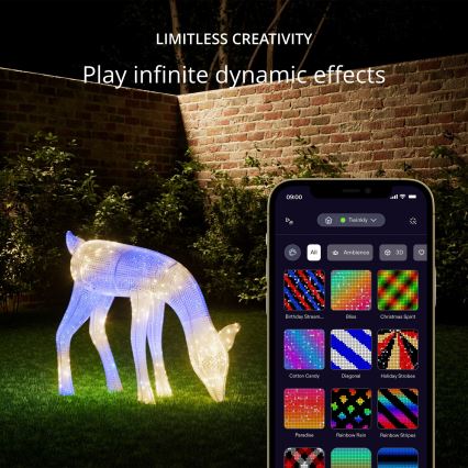 Twinkly - LED RGBW Himmennettävä ulko Joulu poro REINGEERS 160xLED IP44 Wi-Fi