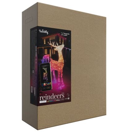 Twinkly - LED RGBW Himmennettävä ulko Joulu poro REINGEERS 240xLED IP44 Wi-Fi