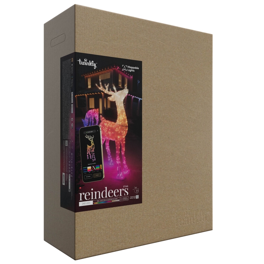Twinkly - LED RGBW Himmennettävä ulko Joulu poro REINGEERS 240xLED IP44 Wi-Fi