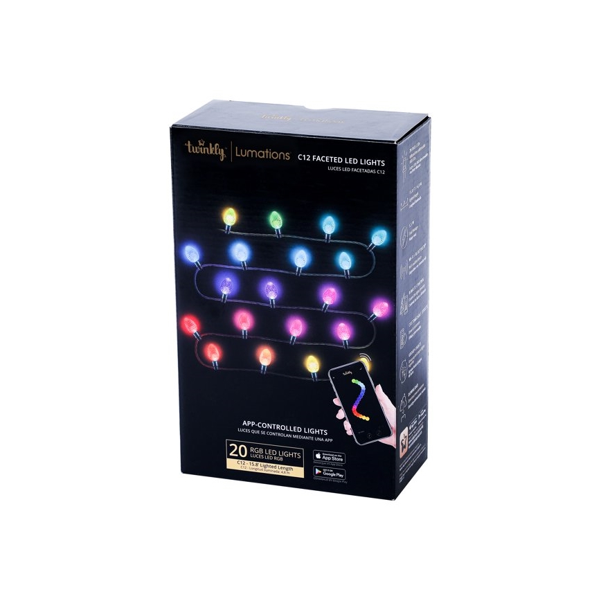 Twinkly - LED RGB himmennettävä ulkokäyttöön tarkoitettu joulukoristevalosarja FACETED 40xLED 14,5 m IP44 Wi-Fi