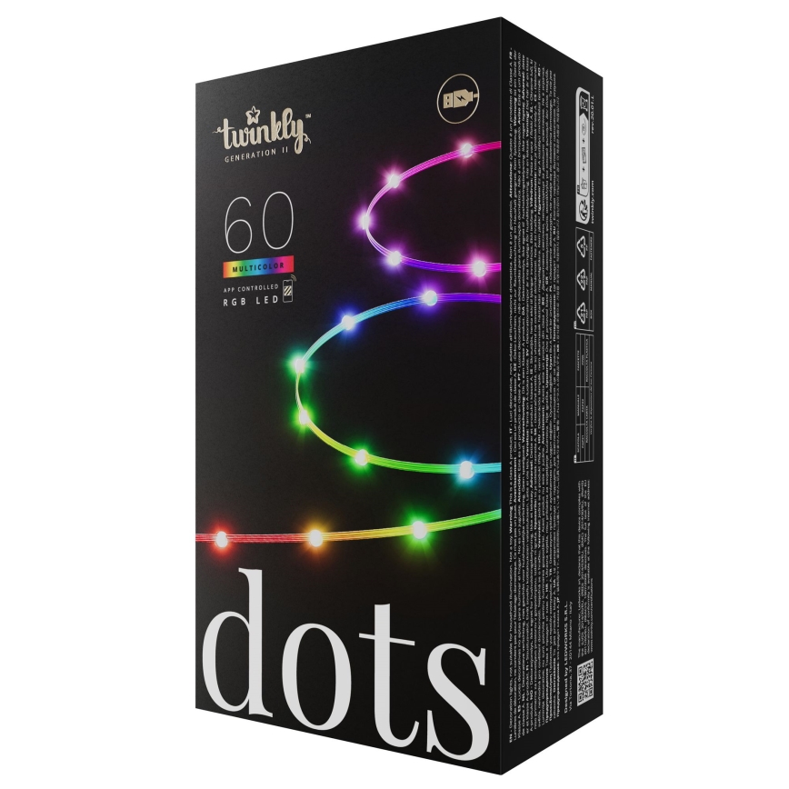 Twinkly - LED RGB Himmennettävä joulukoristevalosarja DOTS 60xLED 7 m USB Wi-Fi