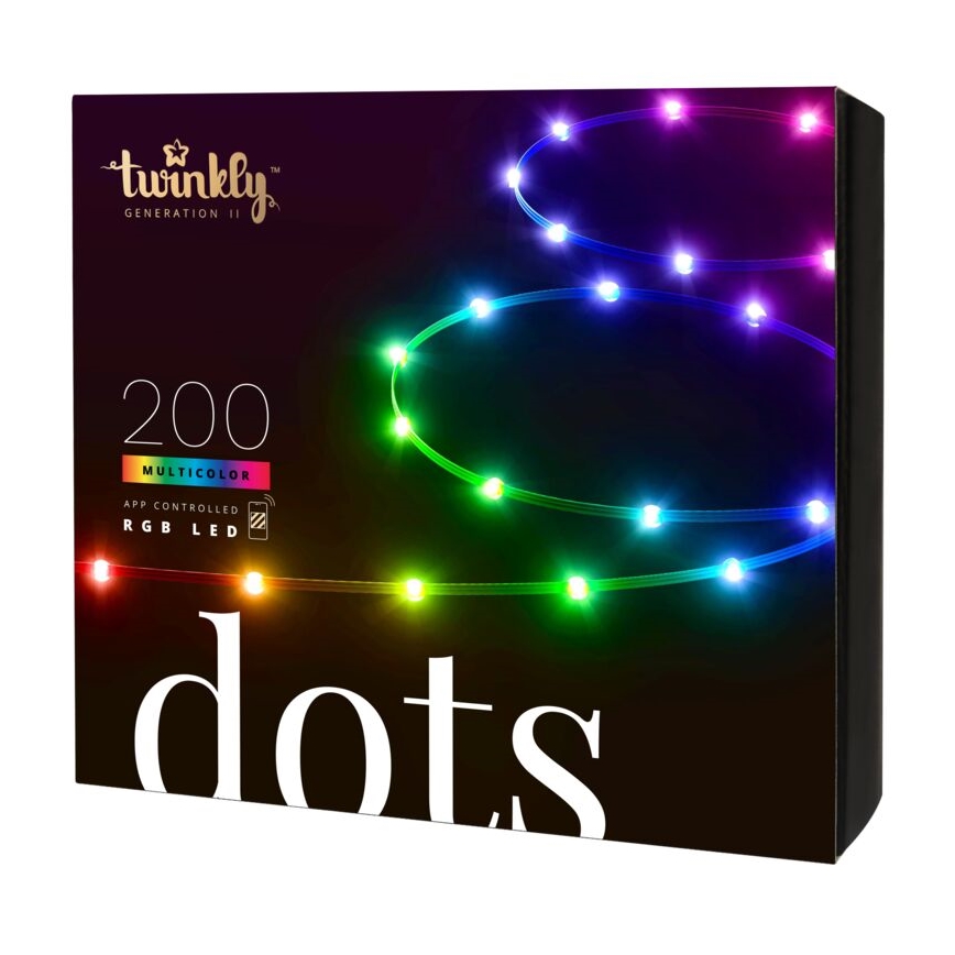 Twinkly - LED RGB Ulkotila himmennettävä nauha DOTS 200xLED 10 m IP44 WiFi