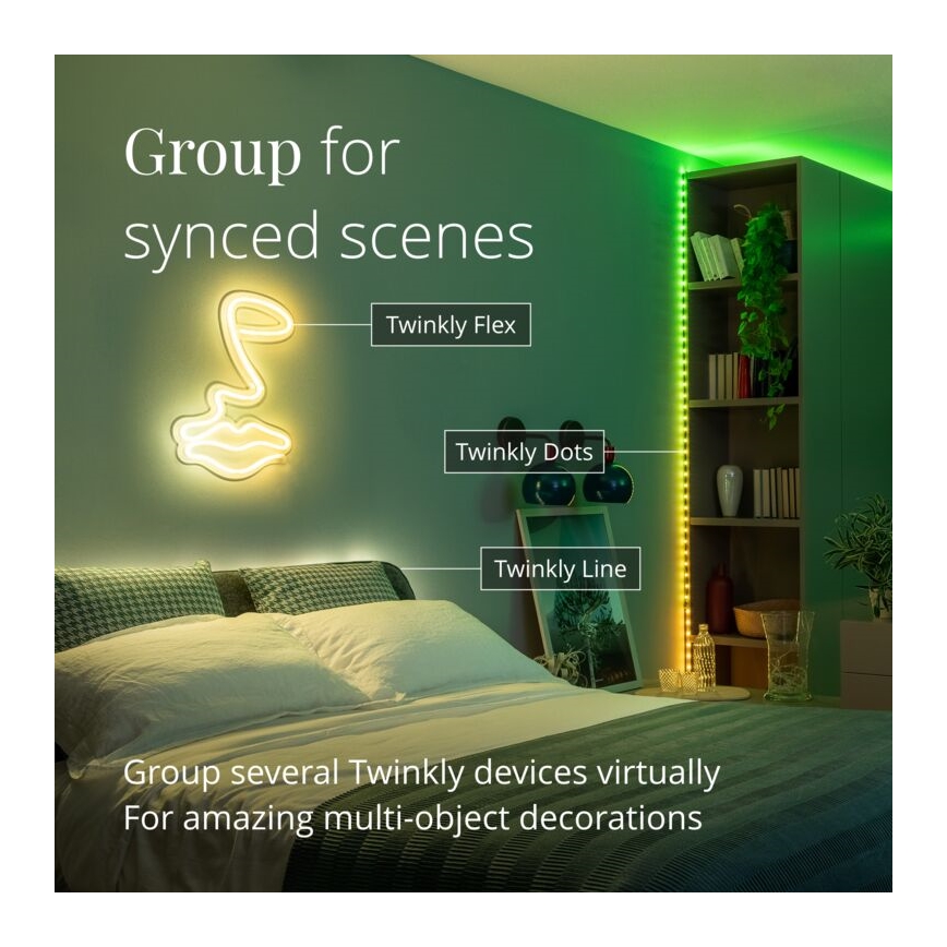 Twinkly - LED RGB Ulkotila himmennettävä nauha DOTS 200xLED 10 m IP44 Wi-Fi