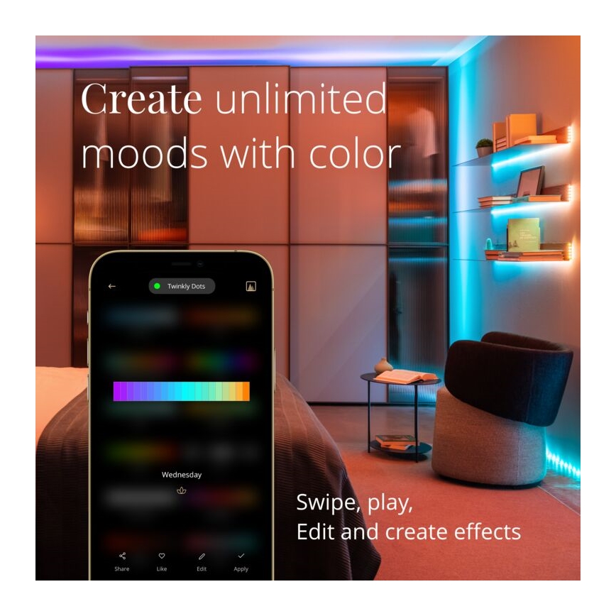 Twinkly - LED RGB Ulkotila himmennettävä nauha DOTS 200xLED 10 m IP44 Wi-Fi