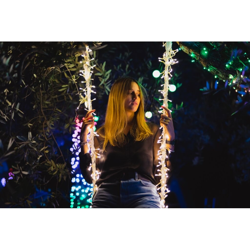 Twinkly - LED RGBW himmennettävä ulkokäyttöön tarkoitettu joulukoriste ICICLE 190xLED 11,5m IP44 Wi-Fi