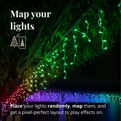 Twinkly - LED RGBW himmennettävä ulkokäyttöön tarkoitettu joulukoriste ICICLE 190xLED 11,5m IP44 Wi-Fi