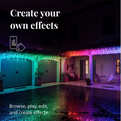 Twinkly - LED RGBW himmennettävä ulkokäyttöön tarkoitettu joulukoriste ICICLE 190xLED 11,5m IP44 Wi-Fi