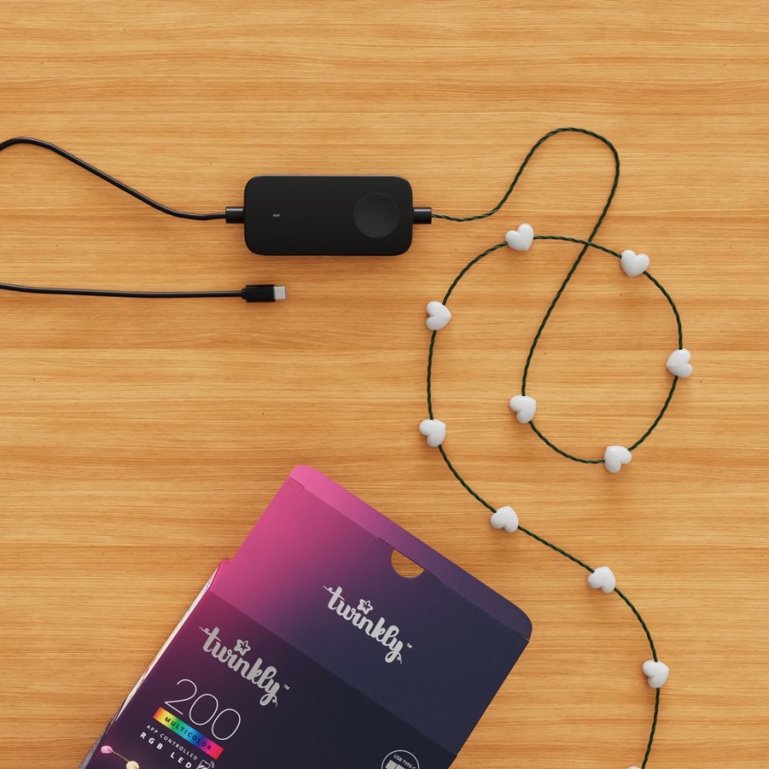 Twinkly - himmennettävä RGB-LED-valosarja CANDIES 200xLED 14 m USB Wi-Fi