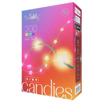 Twinkly - himmennettävä RGB-LED-valosarja CANDIES, 200 LEDiä, 14 m, USB, Wi-Fi