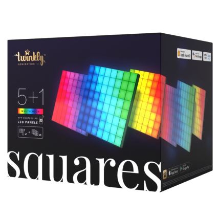 Twinkly - SETTI 6xLED RGB Himmennyspaneeli SQUARES 64xLED 16x16 cm Wi-Fi