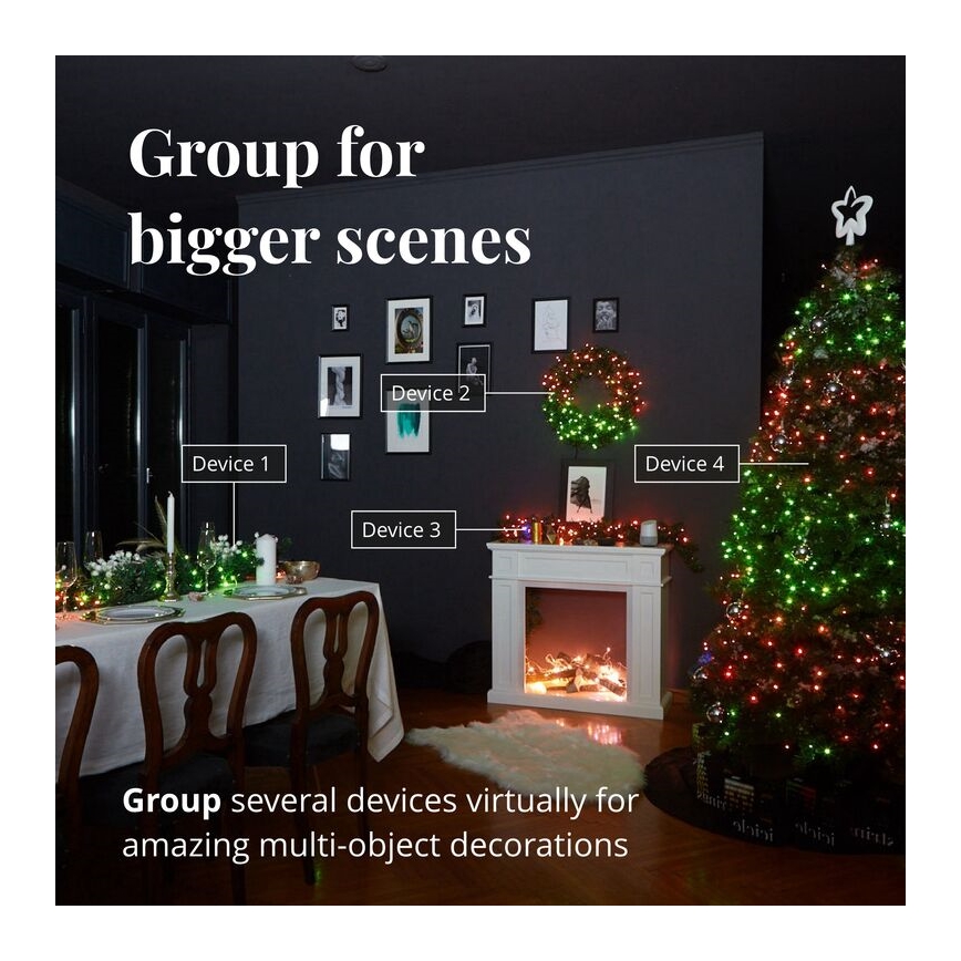 Twinkly - LED RGBW himmennettävä ulkokäyttöön tarkoitettu joulukoristevalosarja STRINGS 250xLED 23,5m IP44 Wi-Fi