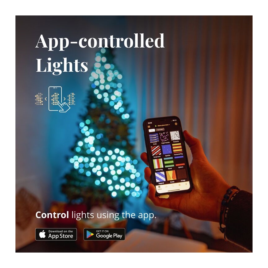 Twinkly - LED RGBW himmennettävä ulkokäyttöön tarkoitettu joulukoristevalosarja STRINGS 250xLED 23,5m IP44 Wi-Fi