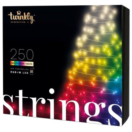 Twinkly - LED RGBW Himennettävä ulkovalosarja STRINGS 250xLED 23,5m IP44 Wi-Fi