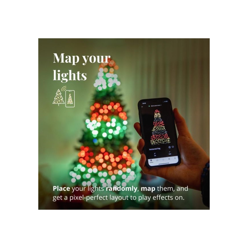 Twinkly - himmennettävä ulkokäyttöinen LED RGBW-valosarja STRINGS 250 LED 23,5 m IP44 Wi-Fi
