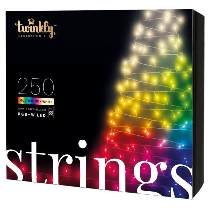 Twinkly - himmennettävä ulkokäyttöinen LED RGBW-valosarja STRINGS 250 LED 23,5 m IP44 Wi-Fi