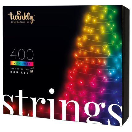 Twinkly - LED RGB Himmennettävä ulko Jouluketju STRINGS 400xLED 35,5m IP44 Wi-Fi