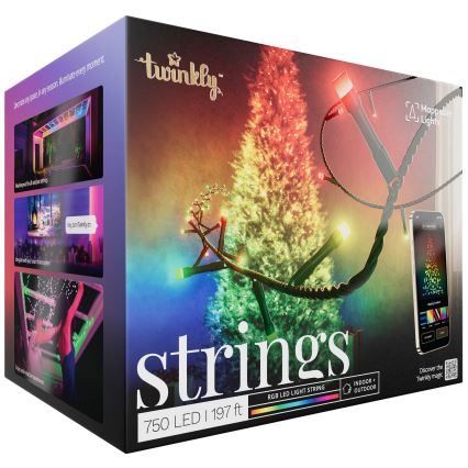 Twinkly - LED RGB himmennettävä ulkokäyttöön tarkoitettu joulukoristevalosarja STRINGS 750xLED 63,5m IP44 Wi-Fi