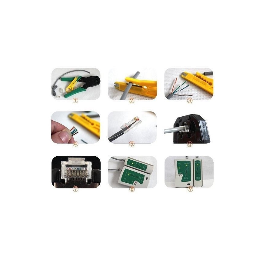 työkalusarja UTP-verkkojen asentamiseen 9 kpl