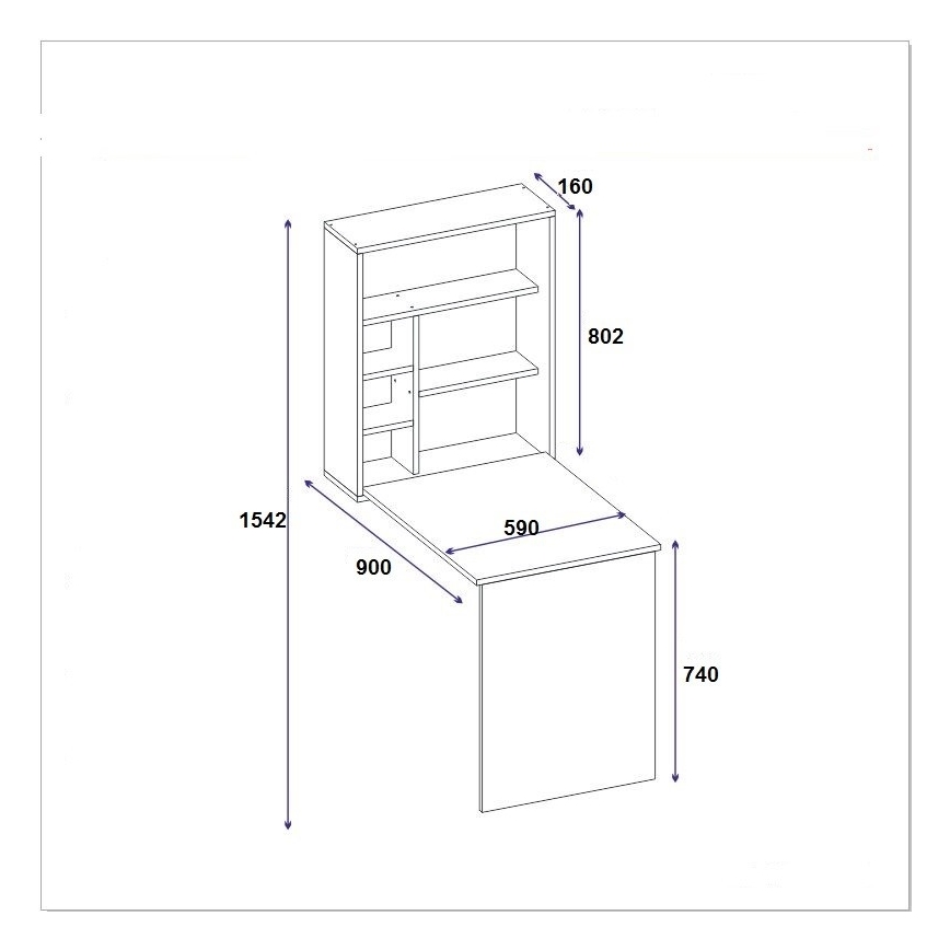 Työpöytä hyllyllä SEDIR 154,2x59 cm beige