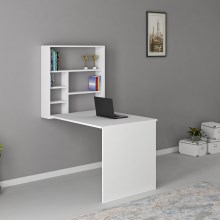 Työpöytä hyllyllä SEDIR 154,2x90 cm valkoinen