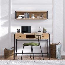 Työpöytä PENA 72x100 cm + seinähylly 24x100 cm ruskea/musta