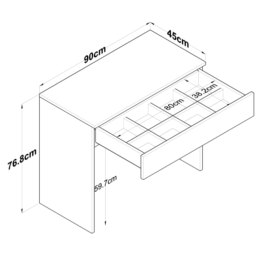 Työpöytä RANI 90x76,8 cm valkoinen
