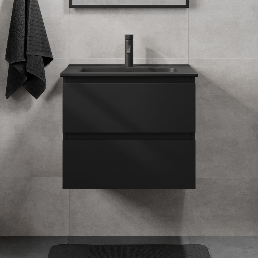 Tyylikäs kylpyhuonekaappi pesualtaalla KENWOOD 61 x 52 x 45 cm, musta