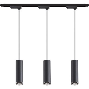 Tyylikäs riippuvalaisin kaapelikiinnityksellä PIPE-kiskojärjestelmään, 3xGU10/10W/230V, musta