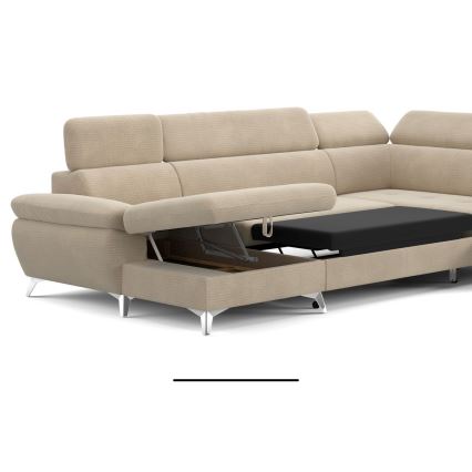 Kulmasohva U-mallinen CATANIA, oikea, beige, säilytystilalla