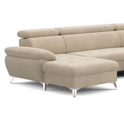 Kulmasohva U-mallinen CATANIA, oikea, beige, säilytystilalla