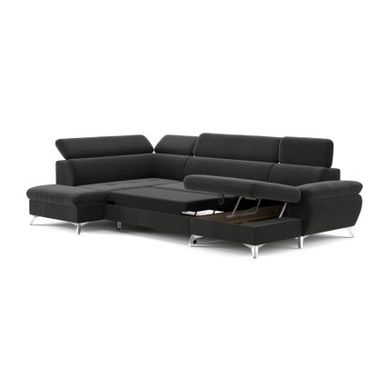 Kulmasohva U-mallinen CATANIA, vasen, grafiitinharmaa, säilytystilalla