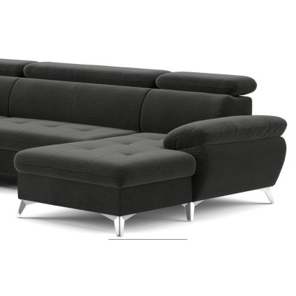 Kulmasohva U-mallinen CATANIA, vasen, grafiitinharmaa, säilytystilalla