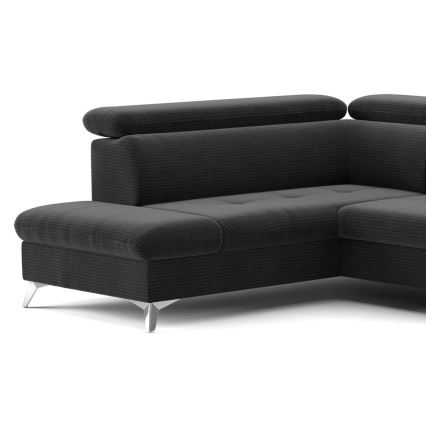 Kulmasohva U-mallinen CATANIA, vasen, grafiitinharmaa, säilytystilalla