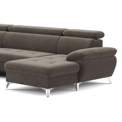 Kulmasohva U-mallinen CATANIA, vasen, ruskea, säilytystilalla ja avattava