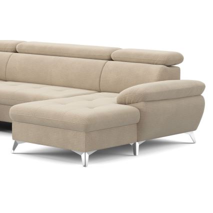 Kulmasohva U-mallinen CATANIA, vasen, beige, säilytystilalla ja avattava