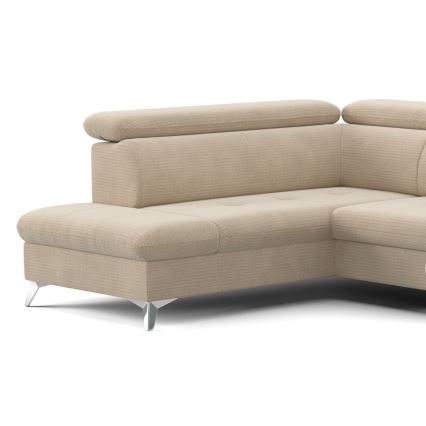 Kulmasohva U-mallinen CATANIA, vasen, beige, säilytystilalla ja avattava