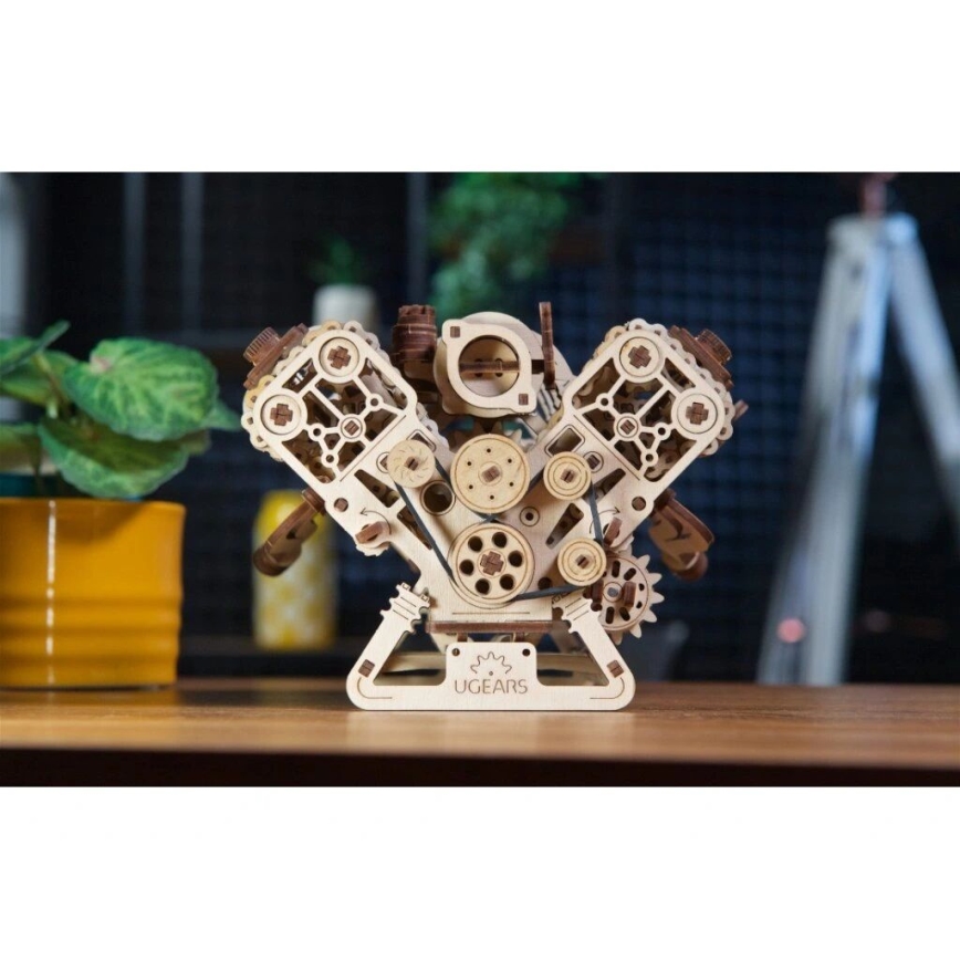 Ugears - 3D puinen mekaaninen palapeli V8-moottori