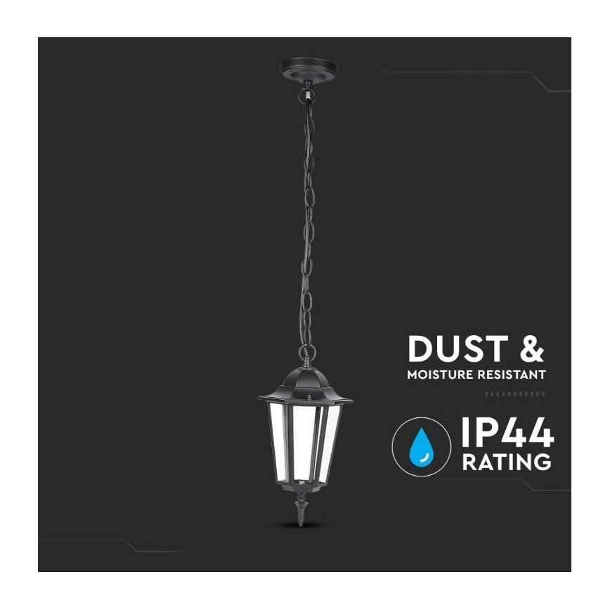 Ulkokattokruunu ketjulla 1xE27/40W/230V IP44 musta
